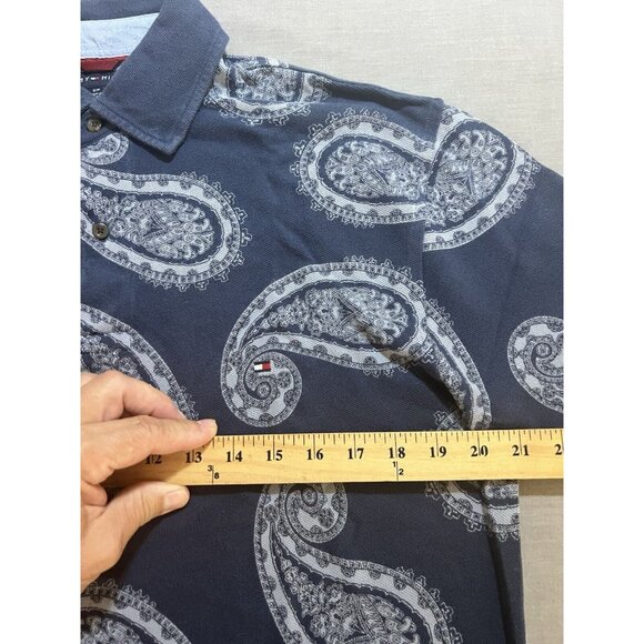 Vintage Tommy Hilfiger Mens Small Blue Paisley Button Short Sleeve Y2K. - Picture 7 of 10